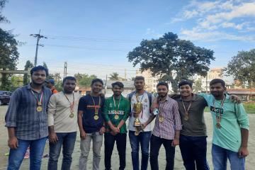 FU EEE squad wins the runner-up trophy in the cricket tournament